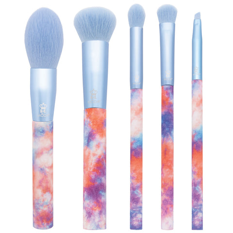 Moda Brush Tie Dye Dreamy Blue 5pc Makeup Brush Set, Includes Blush, Complexion, and Crease Makeup Brushes