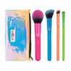 BMD-TESET5 - MŌDA® Totally Electric 5pc Complete Face Kit Makeup Brushes and Iridescent Zip Pouch