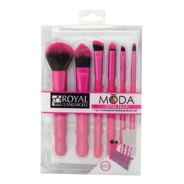 Moda Brush Totally Electric Neon Pink Full Face 13pc Makeup Brush Kit,  Includes Complexion, Highlight & Glow, And Crease Makeup Brushes : Target