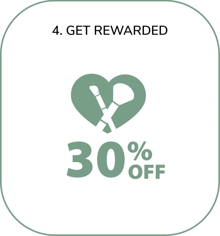 Step 4. Get rewarded — 30% off your next purchase.