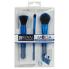 BMD-CPSET4BL - MODA® COMPLEXION PERFECTION 4pc Blue Brush Kit Makeup Brushes in Retail Packaging