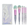 BMD-GBSET6PK - MŌDA® Glitter Bomb Pink 6pc Complete Kit Makeup Brushes with Holographic Zip Pouch