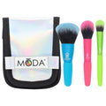 BMD-MINI4NE - MŌDA® Minis Totally Electric 4pc Travel Face Kit brushes and travel case - thumbnail 1
