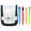 BMD-MINI5NE - MŌDA® Minis Totally Electric 5pc Pink Travel Eye Kit makeup brushes and case