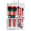 BMD-PMSET6RD - MODA® PERFECT MINERAL 6pc Red Brush Kit Makeup Brushes in Retail Packaging