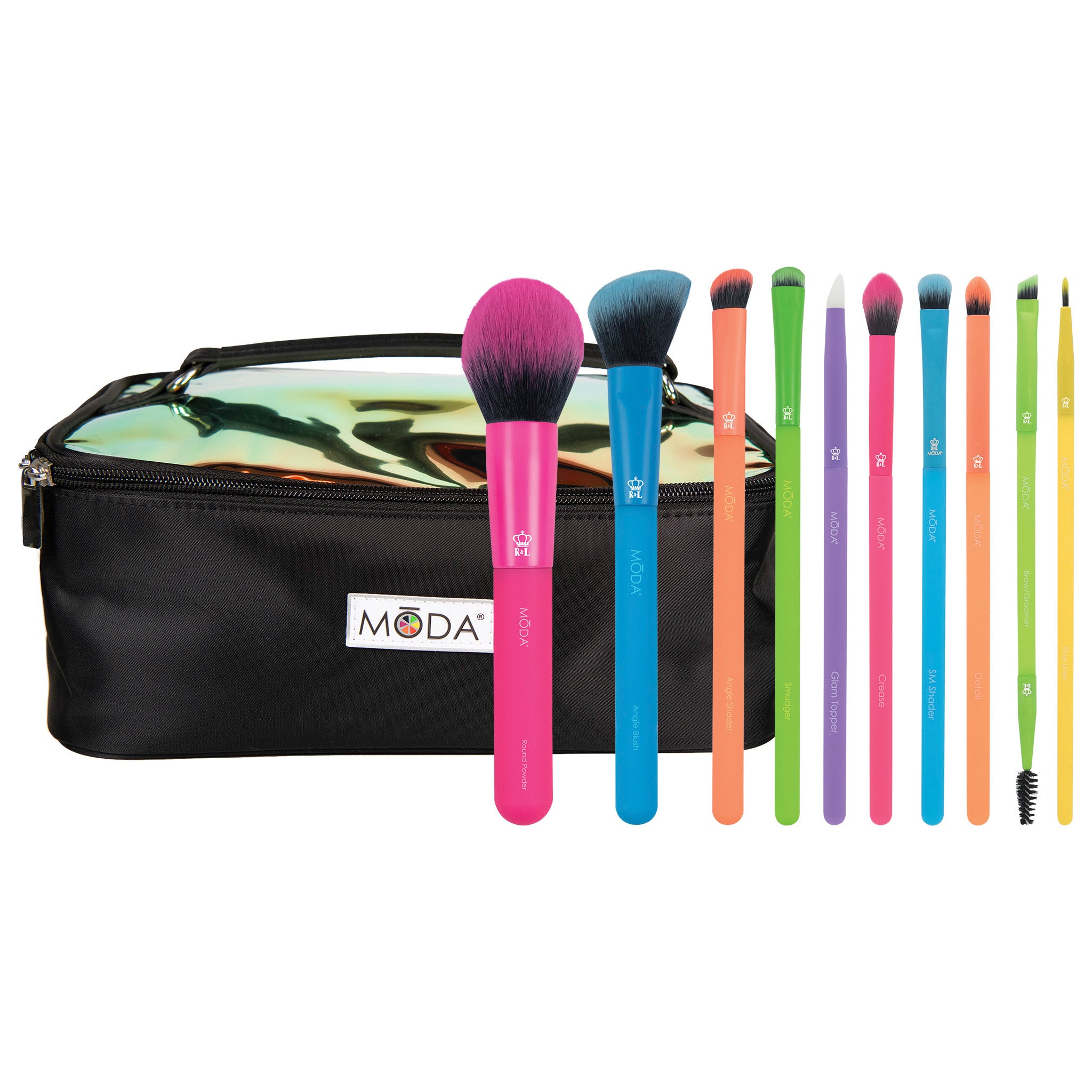 Collection of makeup products and brushes - Glamorous beauty