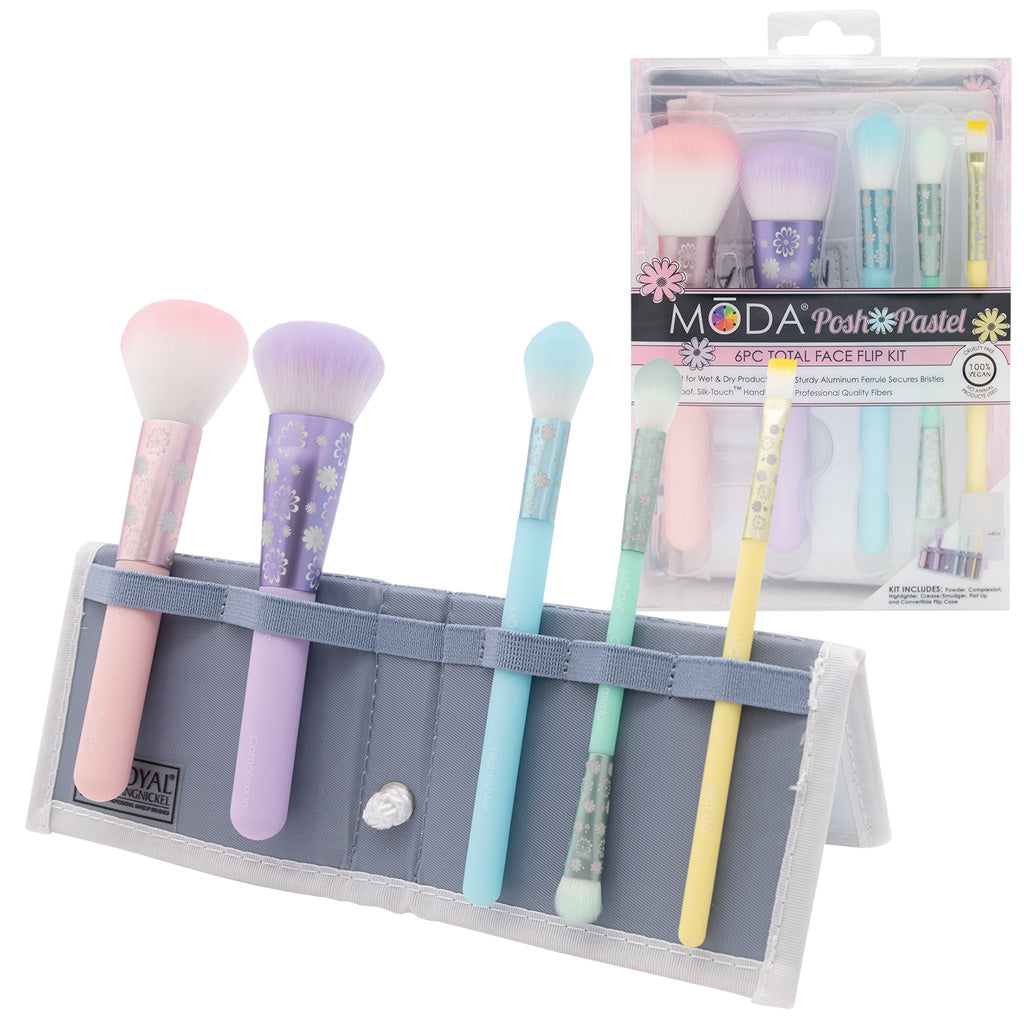 MŌDA® Posh Pastel 6pc Total Face Flip Kit – MŌDA® Brush