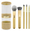 Makeup Brushes and Gold Gem Brush Container