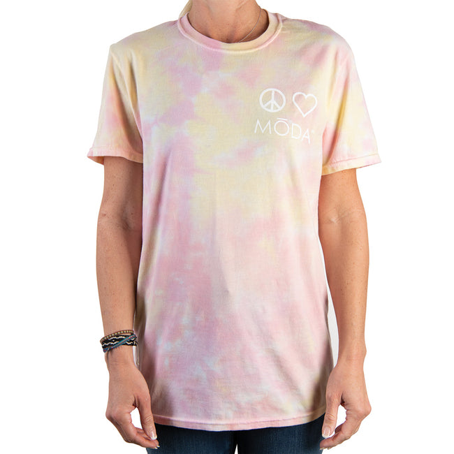 MŌDA® Calming Coral Tie Dye Tee — detail